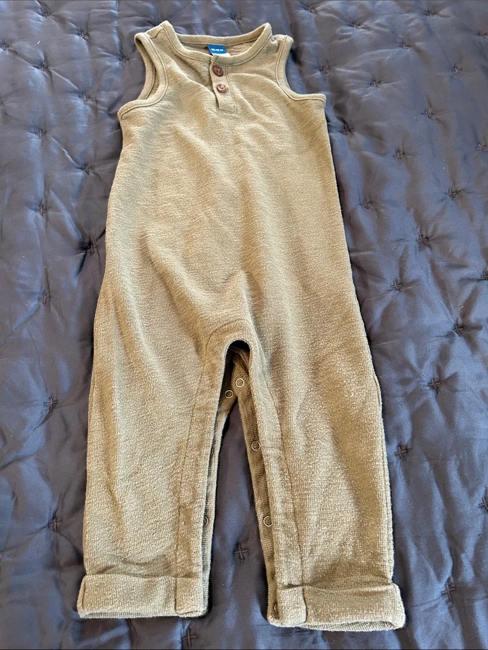 5 for 25$ Neutral green Terry Romper with Button Detail
